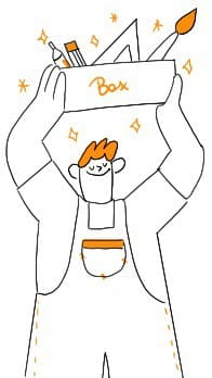 Illustrazione persona con box creativa